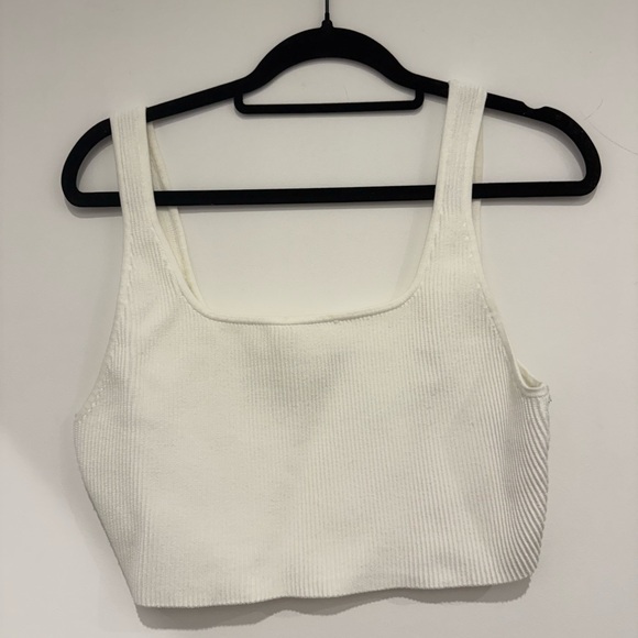 Aritzia Babaton White Knit Square Neck Tank - Picture 2 of 5